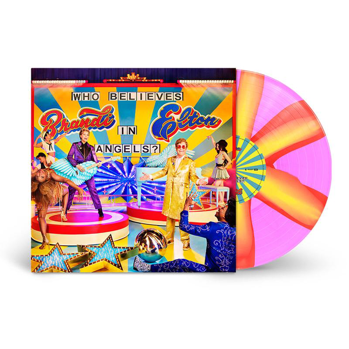 ELTON JOHN 038 BRANDI CARLILE 8211 Who Believes In Angels 8211 LP 8211 Neon Pink Transparent 038 Yellow Spiral Effect Vinyl