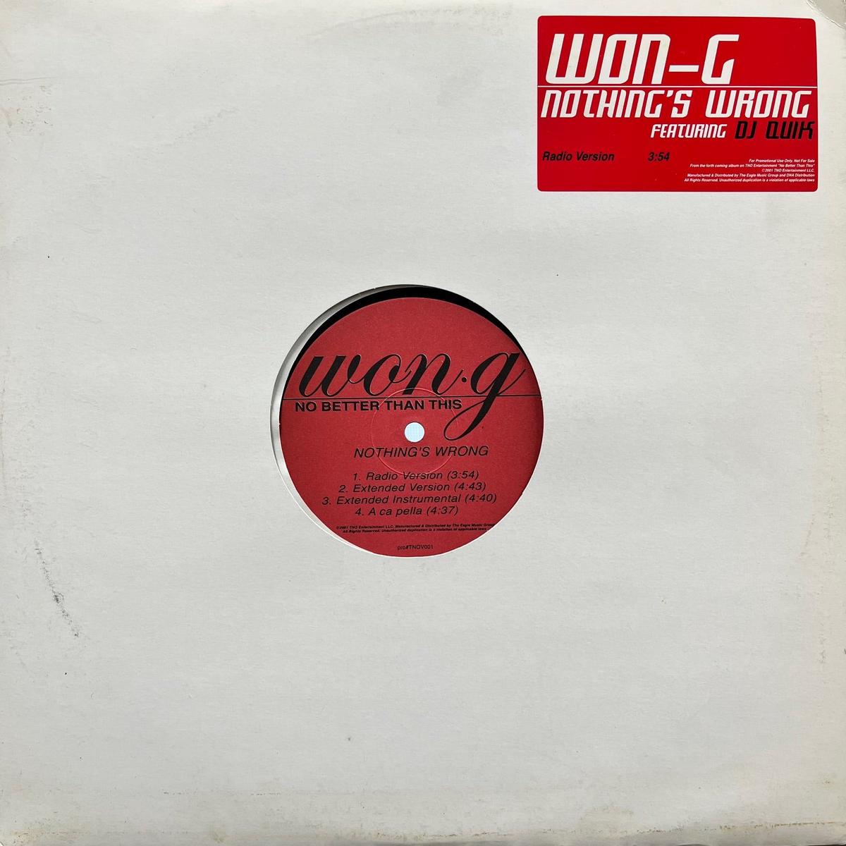 WON-G / Nothing’s Wrong (TNOV001, 12inch)